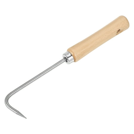 Uxcell Multi Use Hand Weeder Tool with Wooden Handle Clad Steel Head, Silver