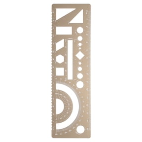 Uxcell Multifunctional Geometric Rulers 15cm Metric and SAE Aluminum Straight Edge Protractor Angle Math Measuring Ruler Geometric Drawings Templates for Drawing Drafting, Gold