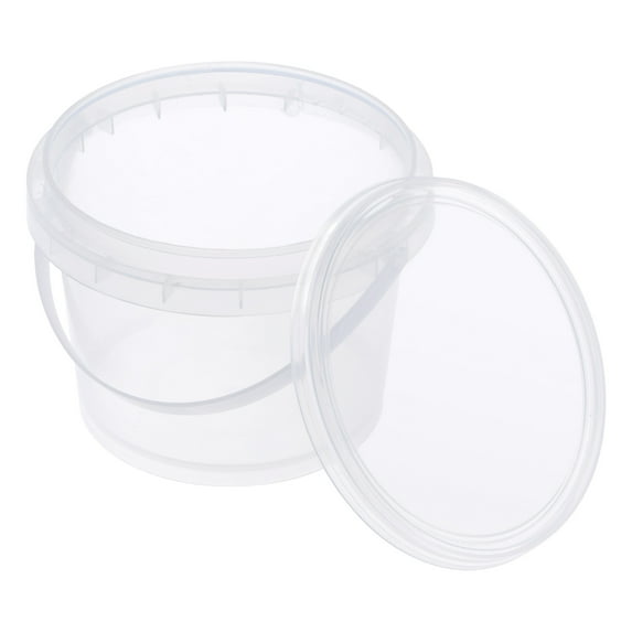 Uxcell Multipurpose Container 0.16 -Gallon / 600ml Clear Plastic Paint Pail with Handle and Lid