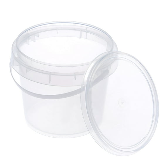 Uxcell Multipurpose Container 0.28 -Gallon / 900ml Clear Plastic Paint Pail with Handle and Lid