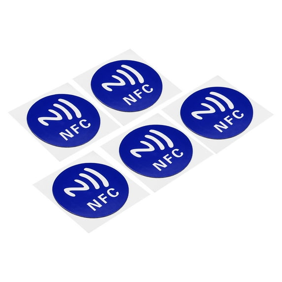Uxcell NFC Sticker NFC213 Tag Sticker 144 Bytes Memory Blank Round NFC Tags Blue 5 Pack