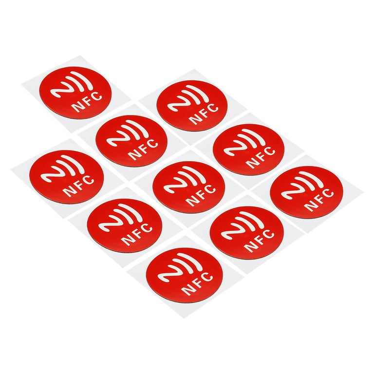 Uxcell NFC Sticker NFC213 Tag Sticker 144 Bytes Memory Blank Round NFC Tags  Red 10 Pack