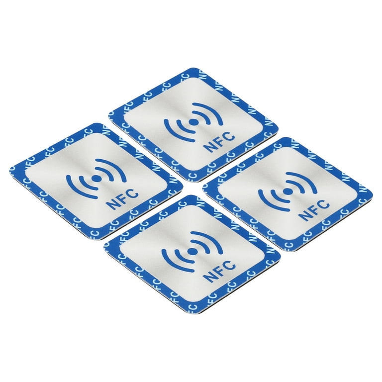 Uxcell NFC Stickers NFC215 Tag Sticker 504 Bytes Square NFC Tags Blue 4 Pack