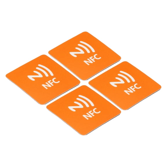 Uxcell NFC Stickers NFC216 Tag Sticker 888 Bytes Square NFC Tags Orange 4 Pack