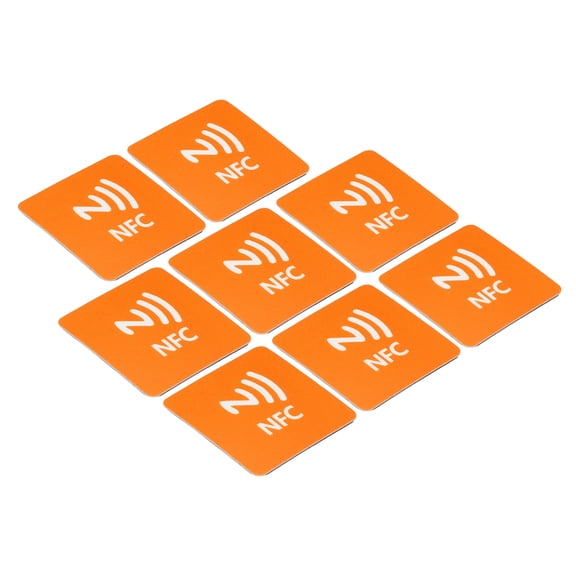 Uxcell NFC Stickers NFC216 Tag Sticker 888 Bytes Square NFC Tags Orange 8 Pack