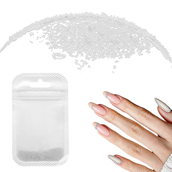 Uxcell Nail Art Beads 0.02" Mini Metal Caviar Nails Bead Ball with Bag, White