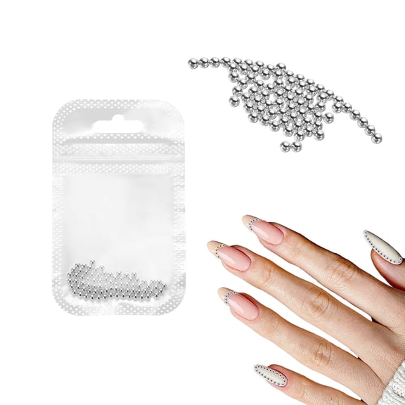 Uxcell Nail Art Beads 0.1" Mini Metal Caviar Nails Beads Ball with Bag, Silver