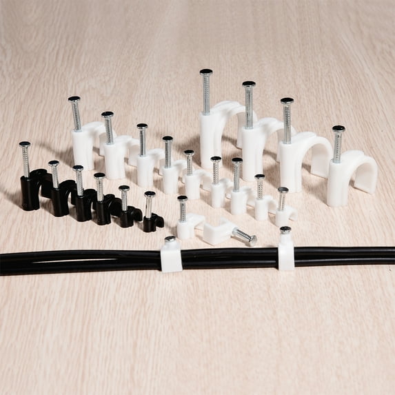 Uxcell Nail Cable Clamps Black for Home Office Cords Management 0.39" 100 Pack