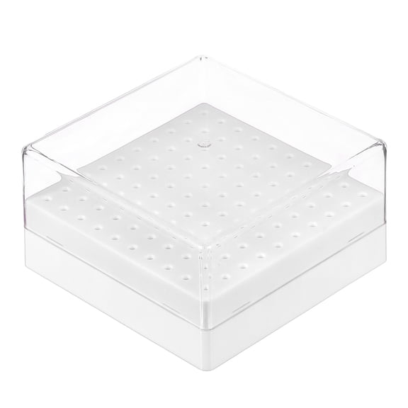 Uxcell Nail Drill Bits Holder, 100 Holes Large Space Drills Cleaning Brush Bit Case Dustproof Storage Display Box with Cover Manicure Tools Organizer Box for Nail Technician, White