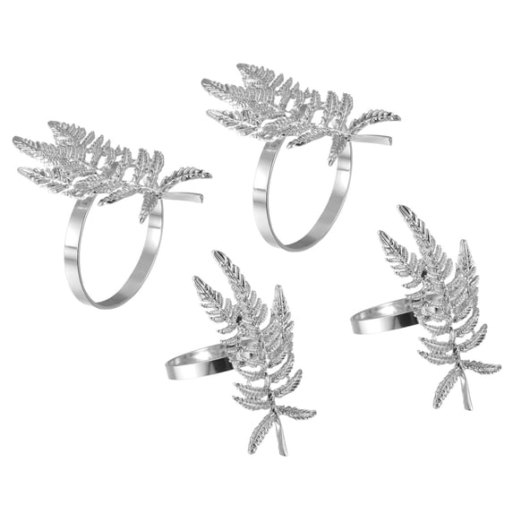 Uxcell Napkin Rings, 4 Pack 38mm Inner Diameter Alloy Branch Napkin Buckles, Silver Tone
