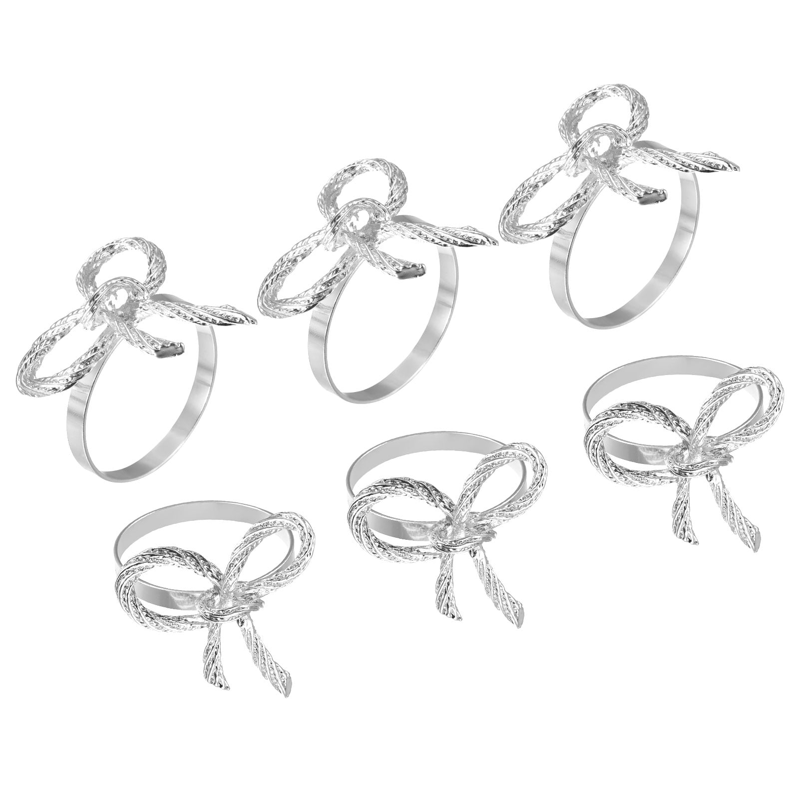 Silver Bow-Knot Alloy Napkin Rings Set of 6