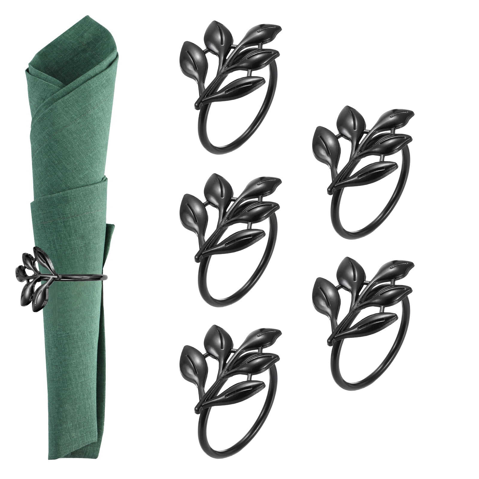 Uxcell Napkin Rings Holder, Leaf Napkin Holder Ring Dining Table Decor Black - Walmart.com