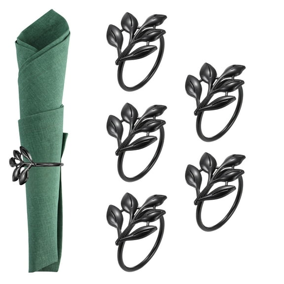 Uxcell Napkin Rings Holder, Leaf Napkin Holder Ring Dining Table Decor Black