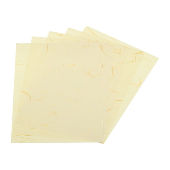 Uxcell Natural Fiber Mulberry Paper Sheets Tissue Washi Paper Design for DIY Craft Origami Card Making Light Yellow 6x8 Inch