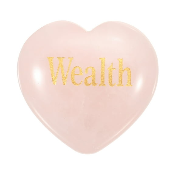Uxcell Natural Heart Shaped Crystal Stone, 1.2" Love Worry Stone with Inspirational Words, Pocket Rock Anxiety Crystals for Women Stress Gifts Meditation, Pink(Wealth)
