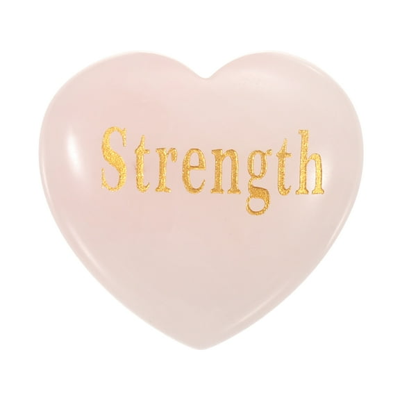 Uxcell Natural Heart Shaped Crystal Stone, 1.2" Love Worry Stone with Inspirational Words, Pocket Rock Anxiety Crystals for Women Stress Gifts Meditation, Pink(Strength)