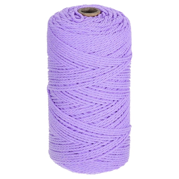 Uxcell Natural Macrame Cord 2mm x 219 Yards 3 Strand Twisted Cotton Macrame Rope for DIY Knitting Plant Wall Hanger Dreamcatcher, Light Purple