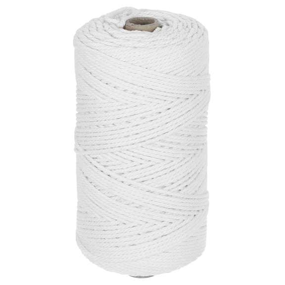 Uxcell Natural Macrame Cord 2mm x 219 Yards 3 Strand Twisted Cotton Macrame Rope for DIY Knitting Plant Wall Hanger Dreamcatcher, Light White