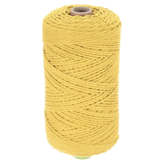 Uxcell Natural Macrame Cord 2mm x 219 Yards 3 Strand Twisted Cotton Macrame Rope for DIY Knitting Plant Wall Hanger Dreamcatcher, Lemon Yellow