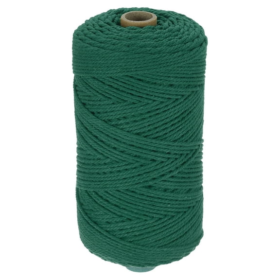 Uxcell Natural Macrame Cord 2mm x 219 Yards 3 Strand Twisted Cotton Macrame Rope for DIY Knitting Plant Wall Hanger Dreamcatcher, Dark Green