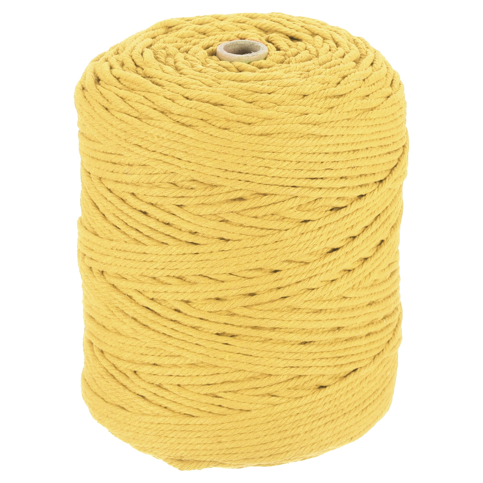 Uxcell Natural Macrame Cord 3mm x 328 Yards 4 Strand Twisted Cotton Macrame Rope for DIY Knitting Plant Wall Hanger Dreamcatcher, Lemon Yellow