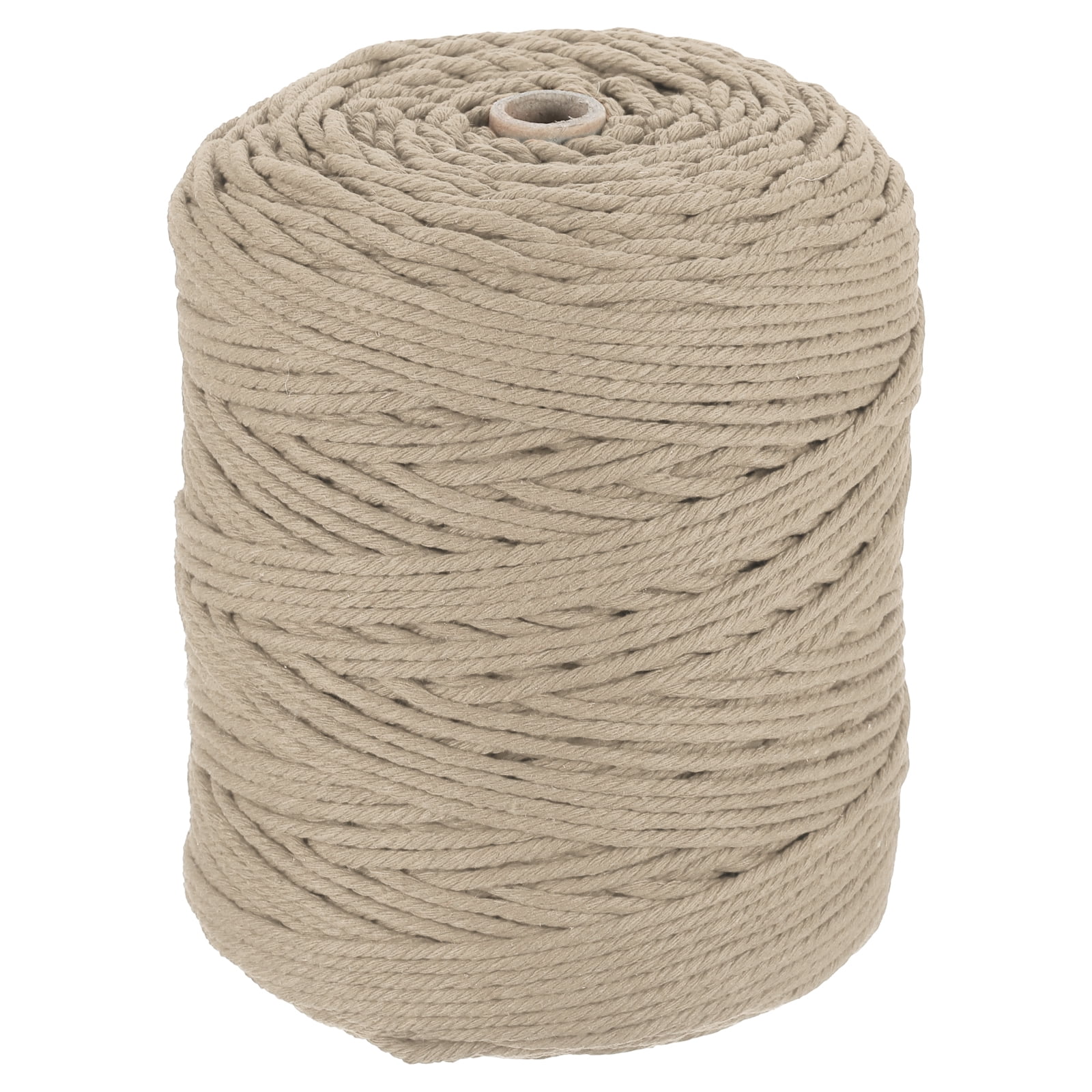 Uxcell Natural Macrame Cord 3mm x 328 Yards 4 Strand Twisted Cotton Macrame Rope for DIY Knitting Plant Wall Hanger Dreamcatcher, Beige Brown