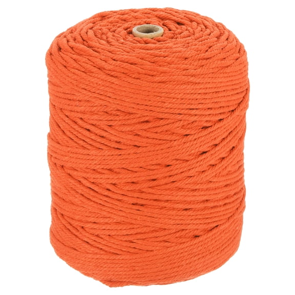 Uxcell Natural Macrame Cord 3mm x 328 Yards 4 Strand Twisted Cotton Macrame Rope for DIY Knitting Plant Wall Hanger Dreamcatcher, Orange Yellow
