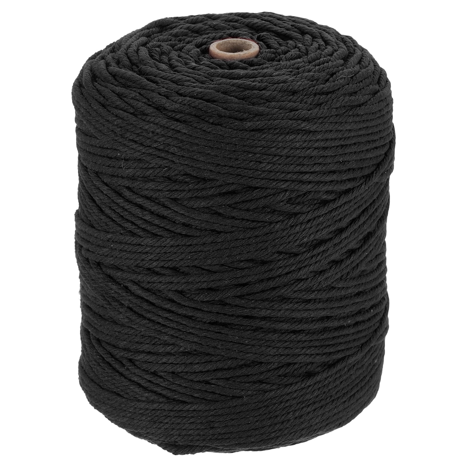 Uxcell Natural Macrame Cord 3mm x 328 Yards 4 Strand Twisted Cotton Macrame Rope for DIY Knitting Plant Wall Hanger Dreamcatcher, Black