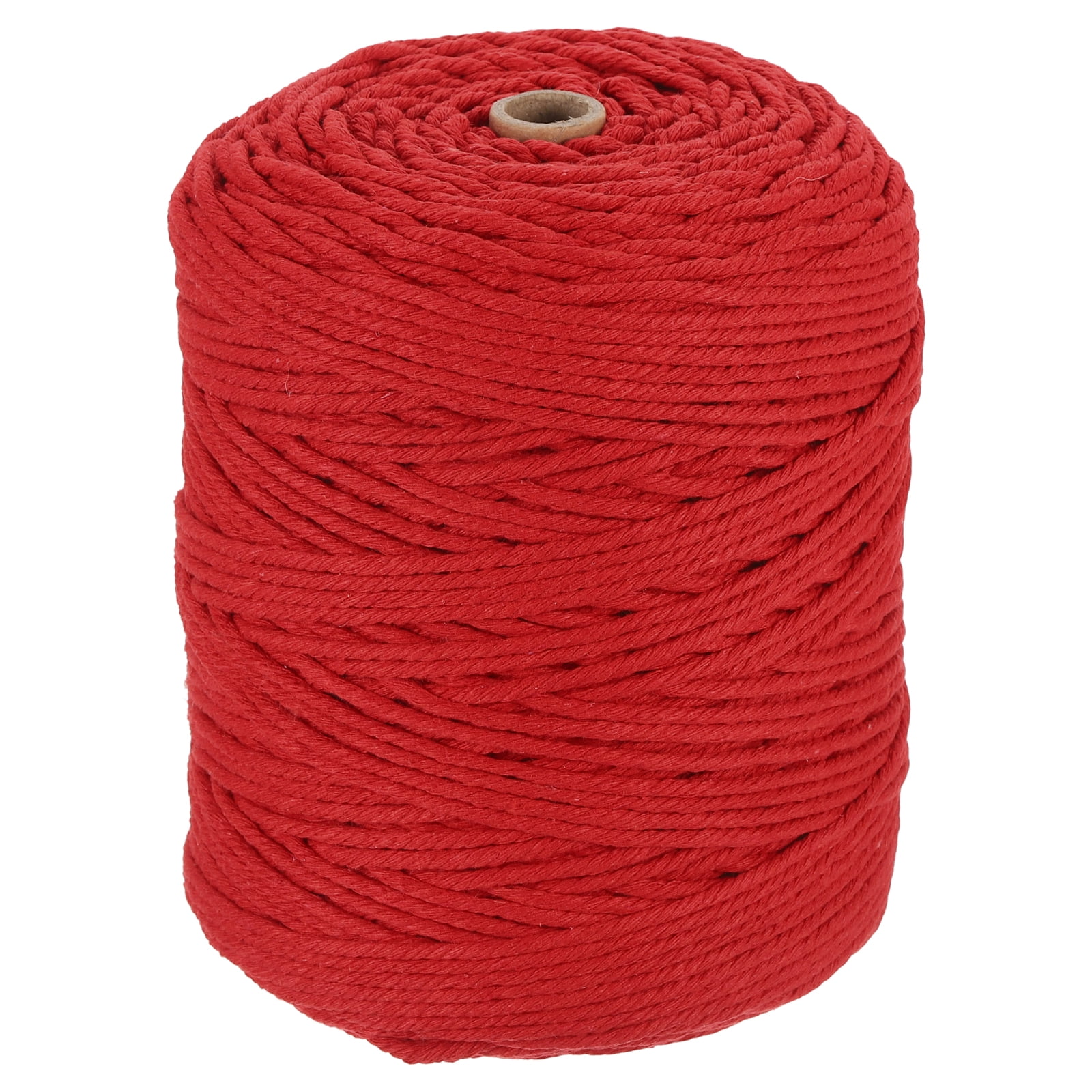 Uxcell Natural Macrame Cord 3mm x 328 Yards 4 Strand Twisted Cotton Macrame Rope for DIY Knitting Plant Wall Hanger Dreamcatcher, Bright Red