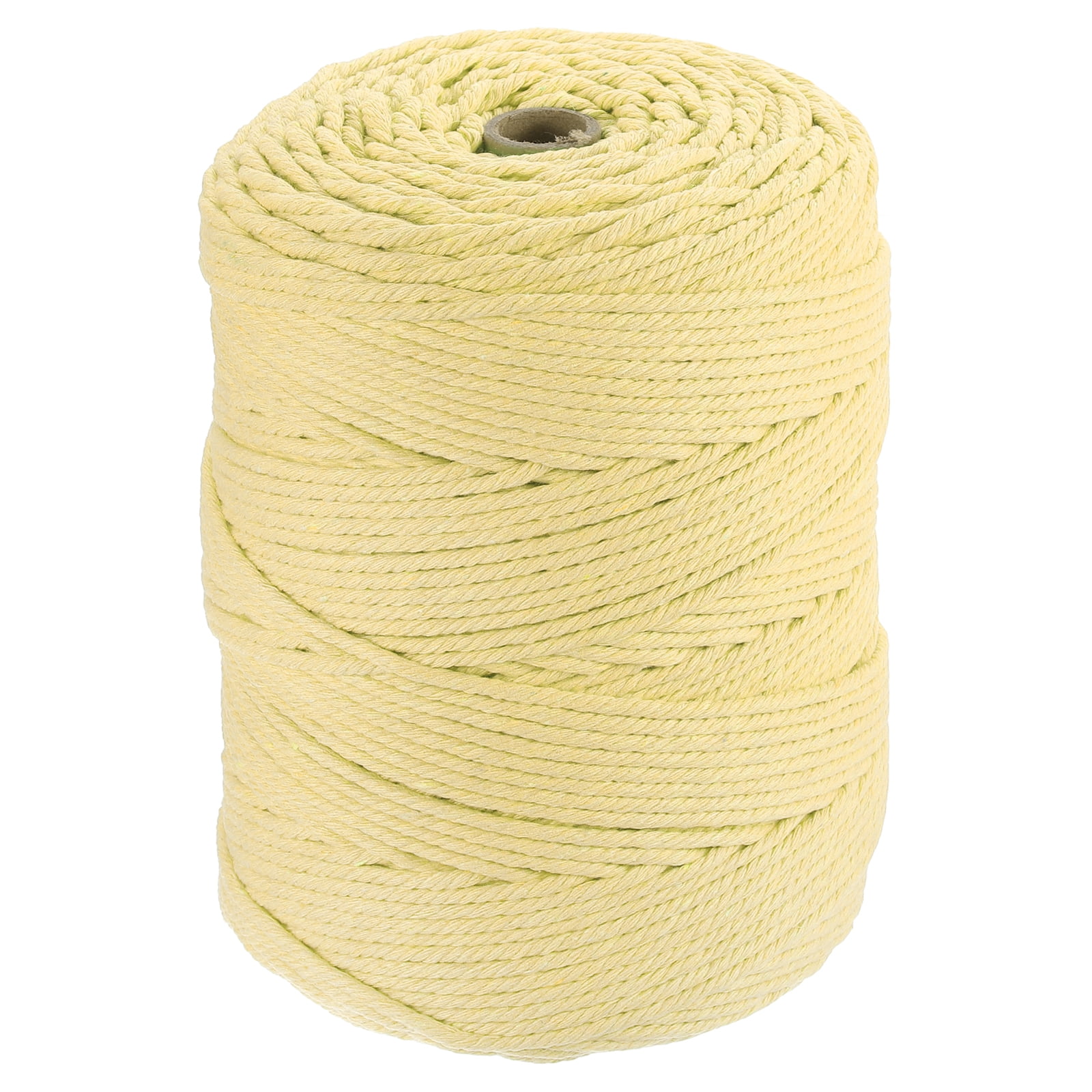 Uxcell Natural Macrame Cord 3mm x 328 Yards 4-Strand Twisted Cotton Macrame Rope for DIY Knitting Plants Wall Dreamcatcher, Light Yellow