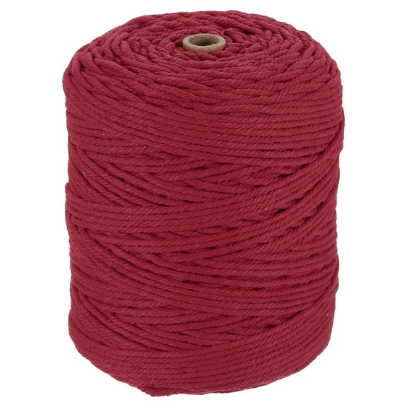 Uxcell Natural Macrame Cord 3mm x 328 Yards 4 Strand Twisted Cotton Macrame Rope for DIY Knitting Plant Wall Hanger Dreamcatcher, Burgundy