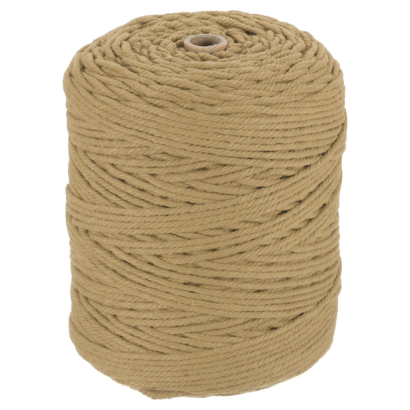 Uxcell Natural Macrame Cord 3mm x 328 Yards 4 Strand Twisted Cotton Macrame Rope for DIY Knitting Plant Wall Hanger Dreamcatcher, Light Brown
