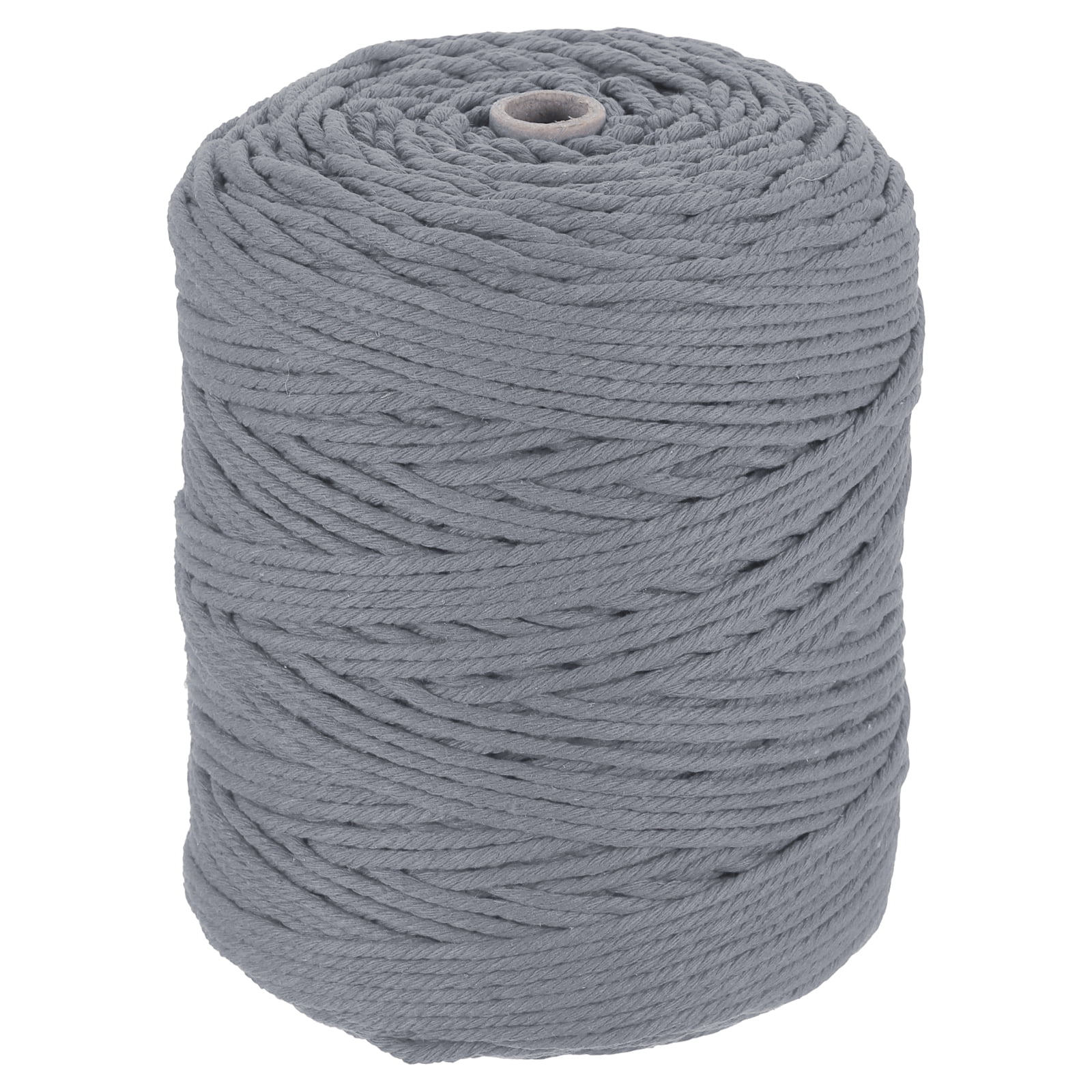 Uxcell Natural Macrame Cord 3mm x 328 Yards 4 Strand Twisted Cotton Macrame Rope for DIY Knitting Plant Wall Hanger Dreamcatcher, Deep Gray