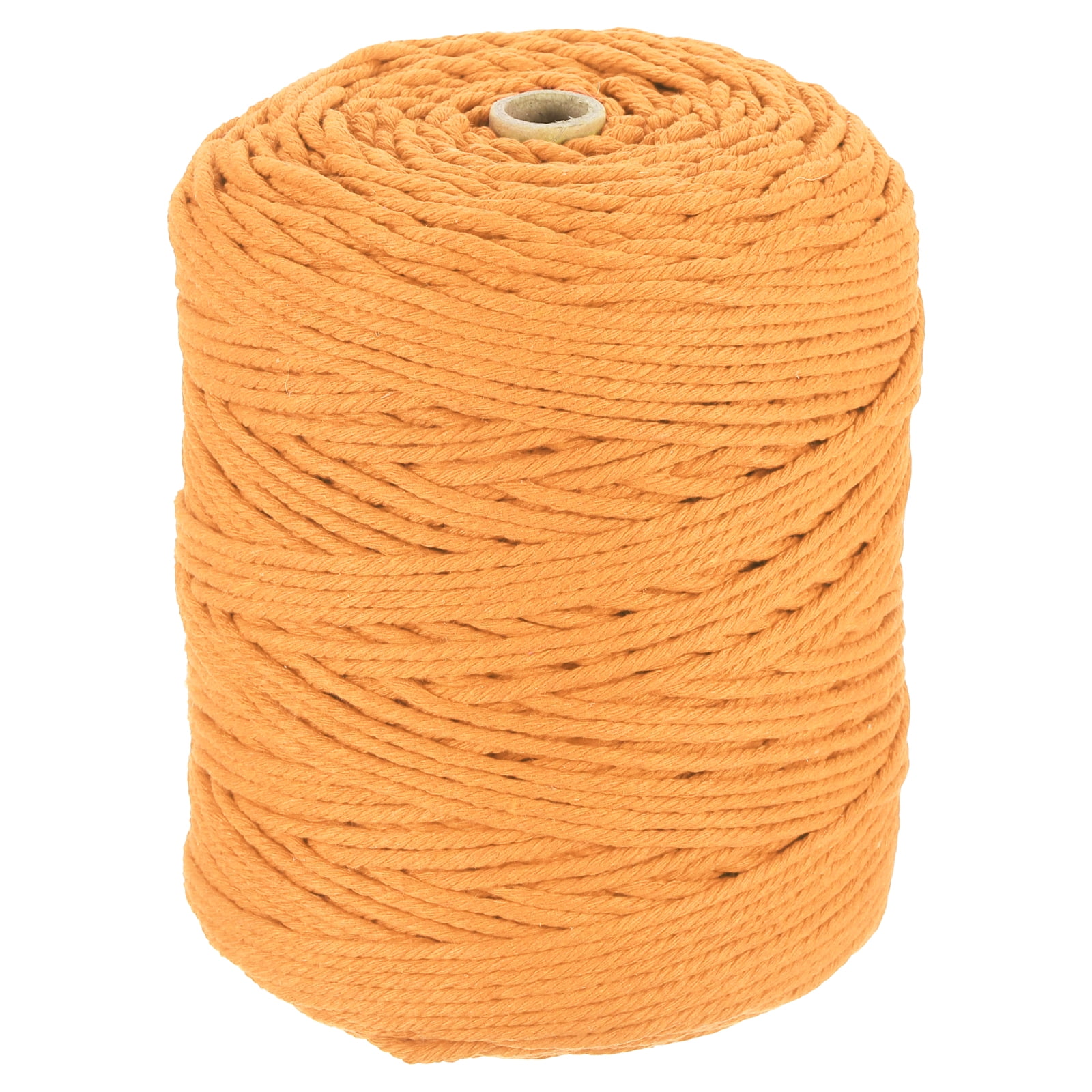 Uxcell Natural Macrame Cord 3mm x 328 Yards 4 Strand Twisted Cotton Macrame Rope for DIY Knitting Plant Wall Hanger Dreamcatcher, Golden Yellow