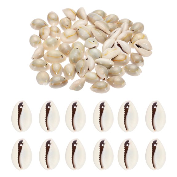 Uxcell Natural Seashell Charm, 50Pcs Oval Dyed Gold Edge Shell Craft Pendants Open Back Scallop Shell Beads, Gray