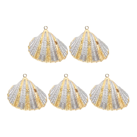Uxcell Natural Seashell Pendants, Dyed Shells Craft Charm Scallop Shells for Necklace DIY, Silver Tone 5 Pcs