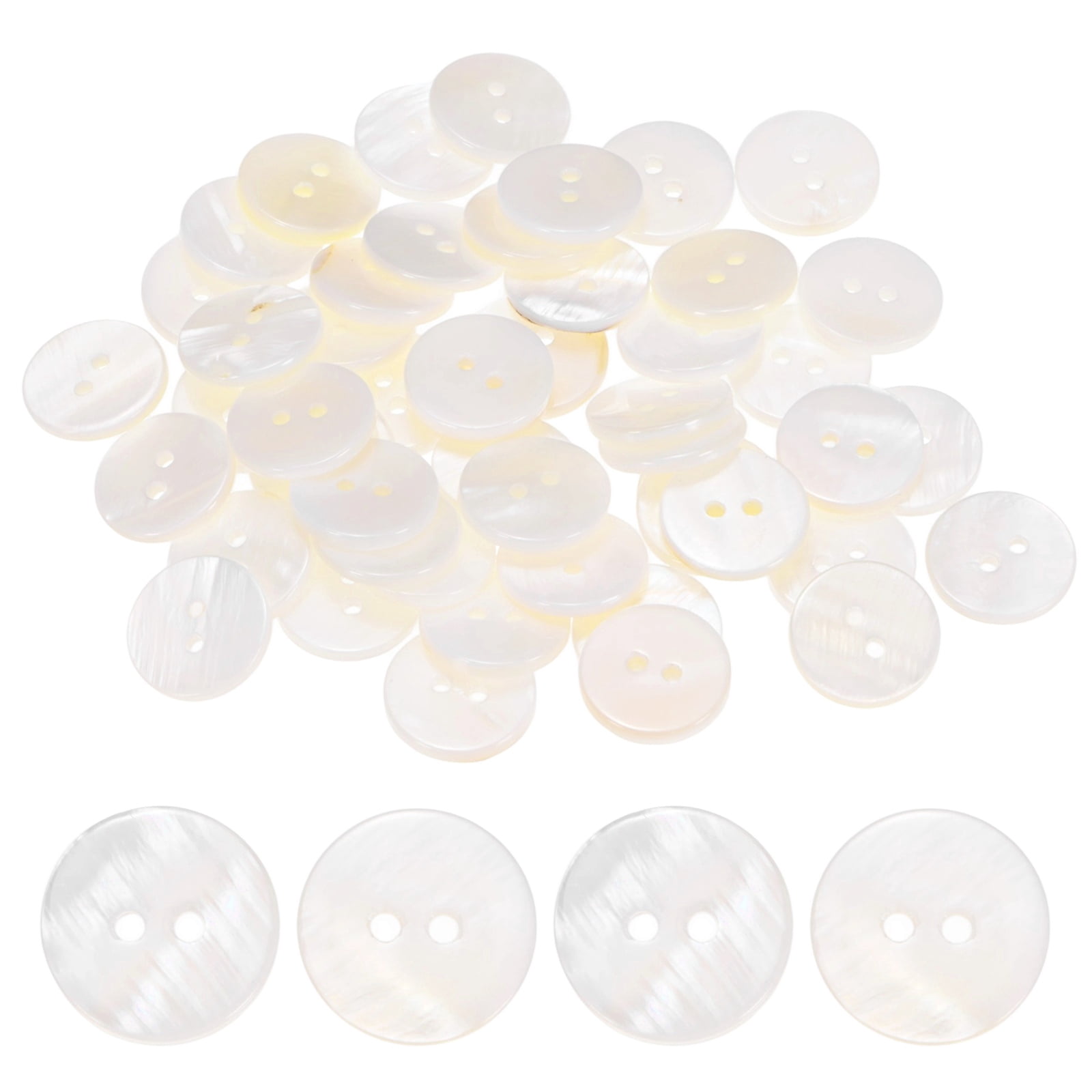 Uxcell Natural Shell Buttons [50pcs] - 15mm 2 Hole Mother of Pearl ...