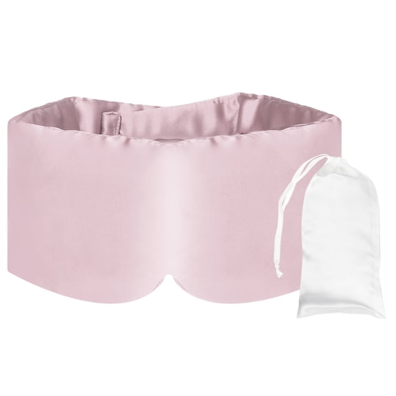 Uxcell Natural Silk Sleep Mask Adjustable Soft Eye Mask Cooling Blackout Eye Cover with Storage Bags, Pink