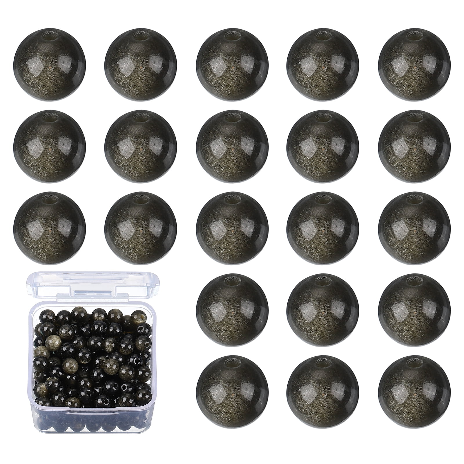Uxcell Natural Stone Beads Chalcedony Beads for Jewelry Making Bracelet Necklace Black Brown 4mm