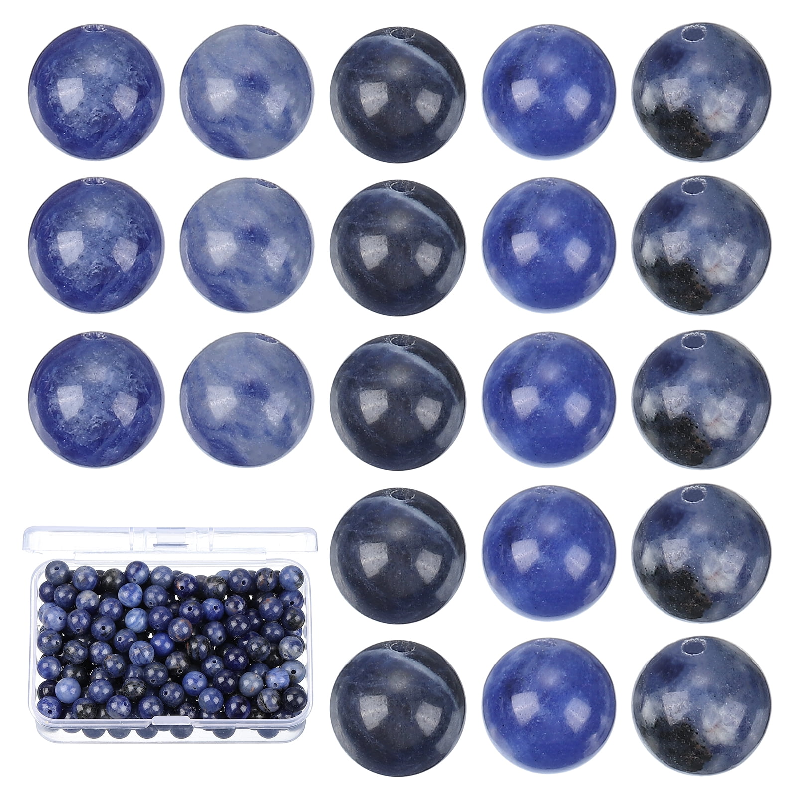 Uxcell Natural Stone Beads Chalcedony Beads for Jewelry Making Bracelet Necklace Black Dark Blue 6mm