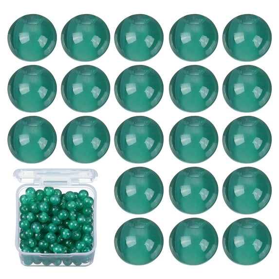 Uxcell Natural Stone Beads Chalcedony Beads for Jewelry Making Bracelet Necklace Dark Green 4mm