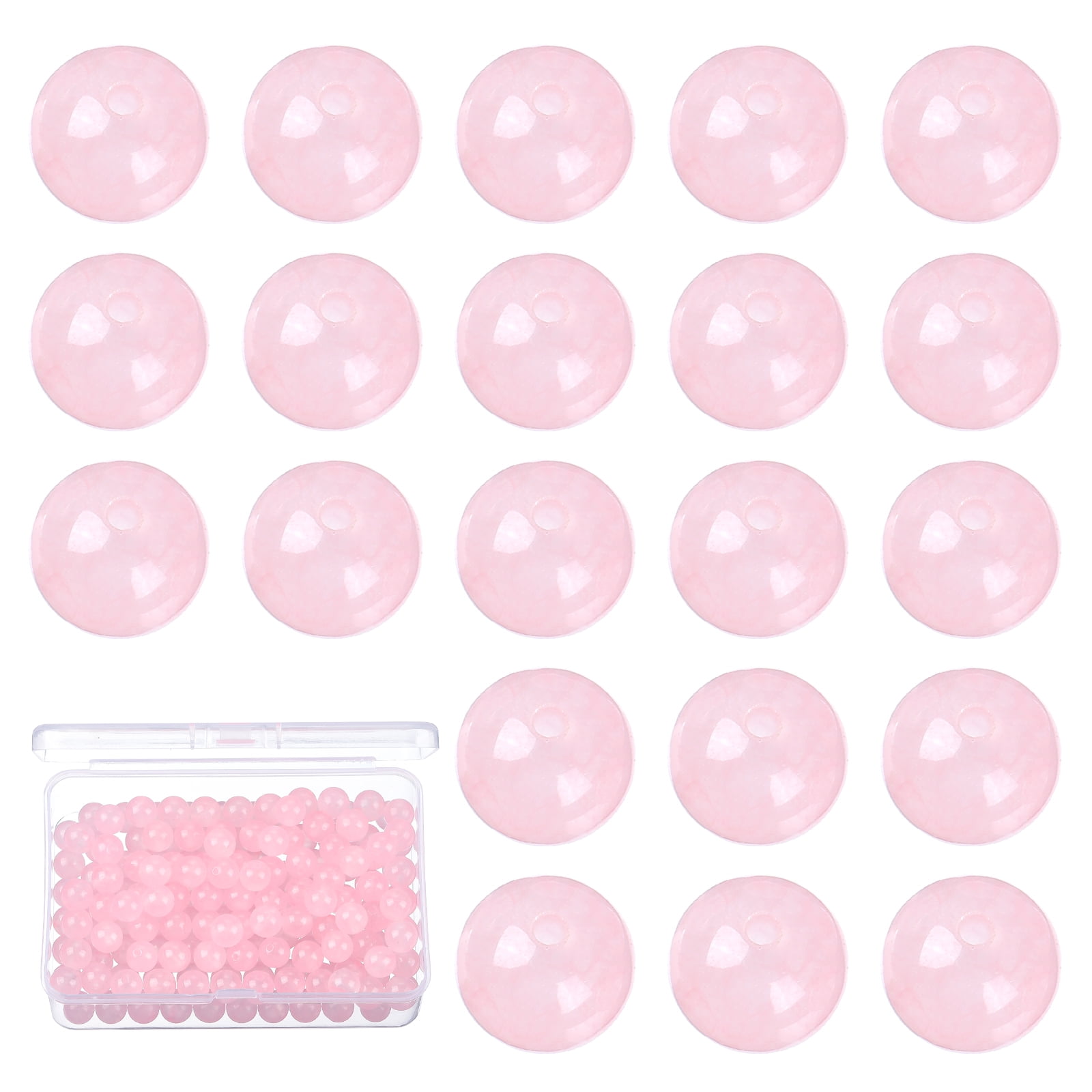 Uxcell Natural Stone Beads Chalcedony Beads for Jewelry Making Bracelet Necklace Pink 8mm