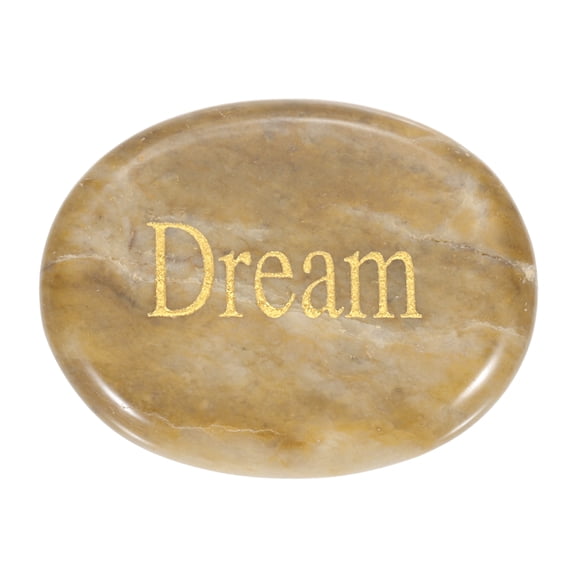 Uxcell Natural Thumb Worry Stone, 1.7"x1.3" Oval Crystal Stone with Inspirational Words, Pocket Rock Anxiety Crystals for Women Stress Gifts Meditation, Yellow(Style 6)