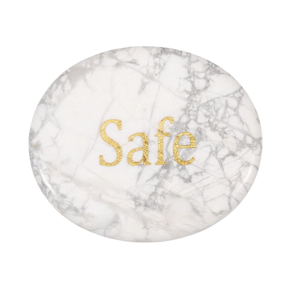 Uxcell Natural Thumb Worry Stone, 1.8"x1.5" Oval Crystal Stone with Inspirational Words, Pocket Rock Anxiety Crystals for Women Stress Gifts Meditation, Marble White(Style 21)