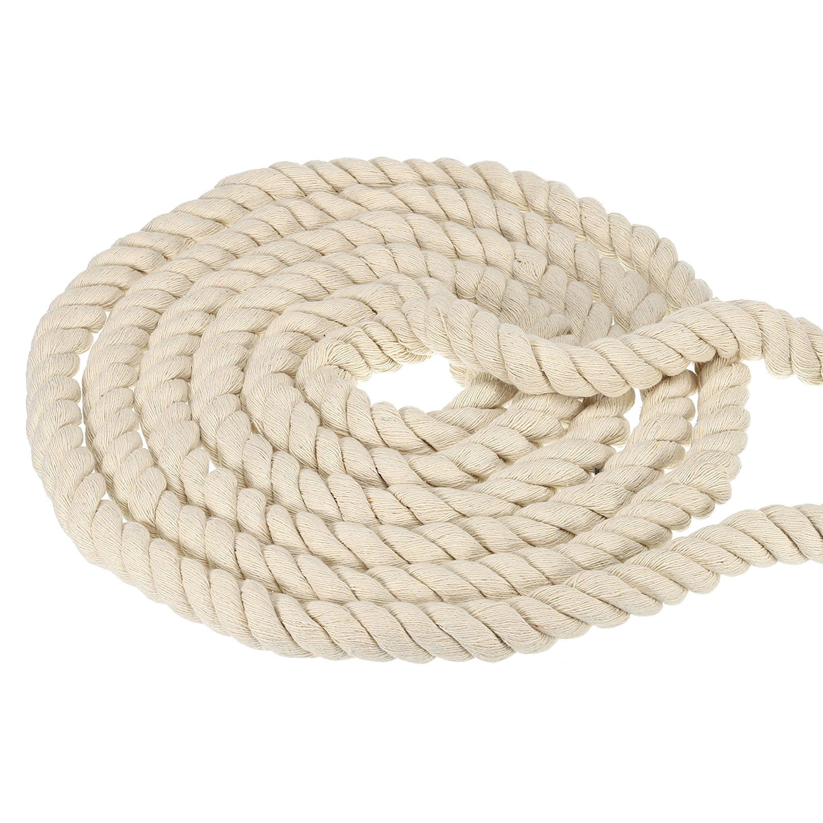 Uxcell Natural Twisted Cotton Rope 3/4 Inch x 25 Feet 3 Strand Soft ...