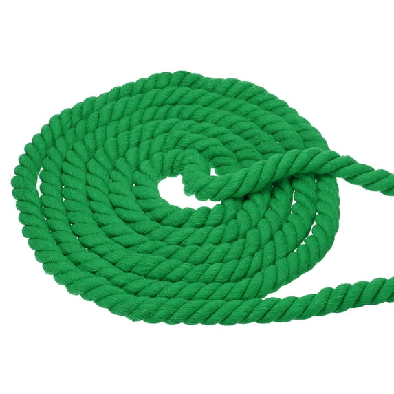 Uxcell Natural Twisted Cotton Rope 3/4 Inch x 25 Feet 3 Strand Soft Craft Rope with Sealing Tape Green