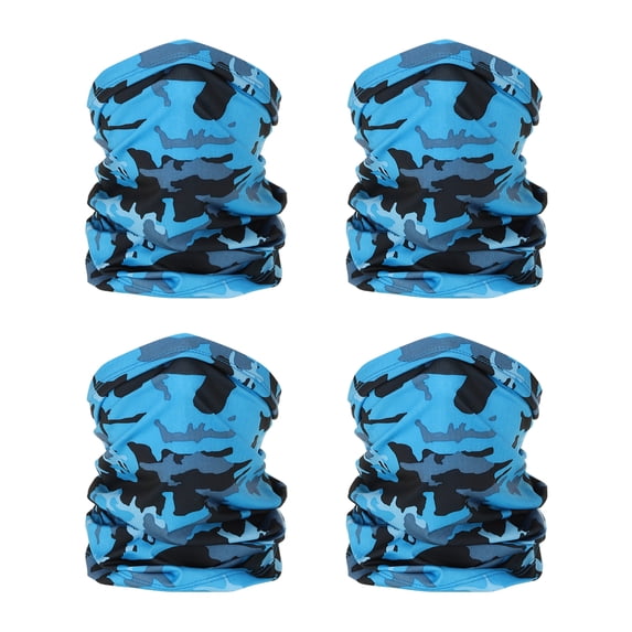 Uxcell Neck Gaiter, 4 Pack Breathable Cooling Face Cover Scarf for Cycling Running, Camo Dark Blue
