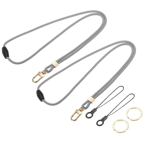 Uxcell Neck Lanyard Strap for Keys, Adjustable ID Badges Holder Long Keychain Lanyard with Metal Buckle, Gray 2Pcs