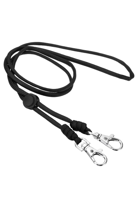 Neck Lanyard with 2 Swivel Hooks Badge Lanyards Adjustable Strap Keychains Black