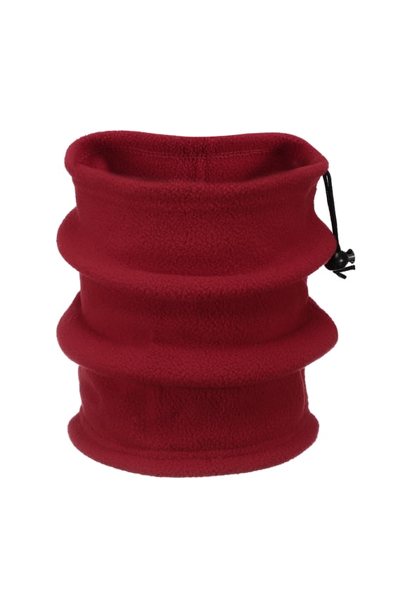 Neck Warmer Winter Double Layer Fleece Neck Gaiter, Wine Red